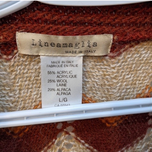 VINTAGE cardigan Italian Chevron knit wool blended Alpaca cardigan size L - Picture 7 of 9